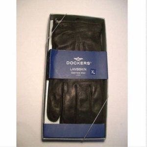 Mens Black LEATHER Gloves Cashmere Wool Lambskin XL Dockers Driving Gift New